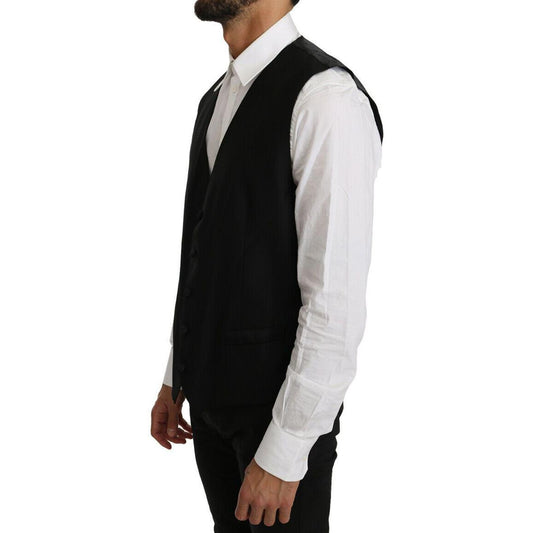 Dolce & Gabbana Black Solid Wool Silk Vest TSH2789-44