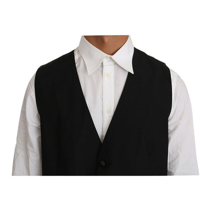 Dolce & Gabbana Black Solid Wool Silk Vest