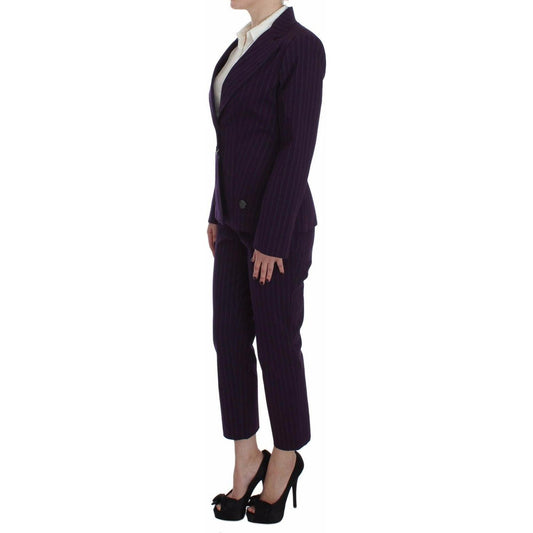 BENCIVENGA Purple Striped Stretch Coat Blazer Pants Suit SIG30887-48