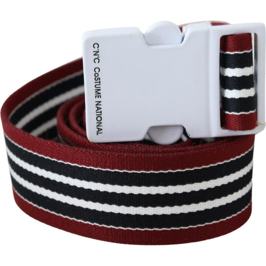 Costume National Black Red Stripe White Logo Buckle Waist Belt BEL8045-110
