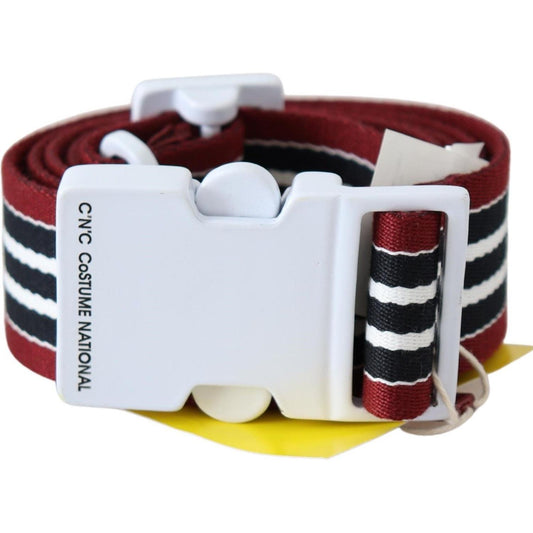 Costume National Black Red Stripe White Logo Buckle Waist Belt BEL8045-110