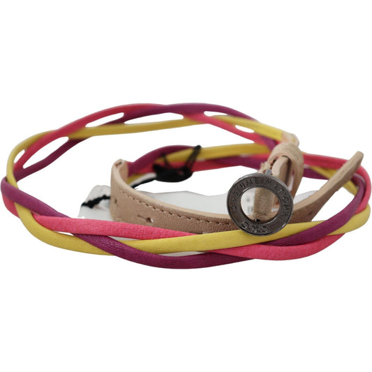 Costume National Multicolor Twisted Leather Circle Buckle Belt BEL8009-85