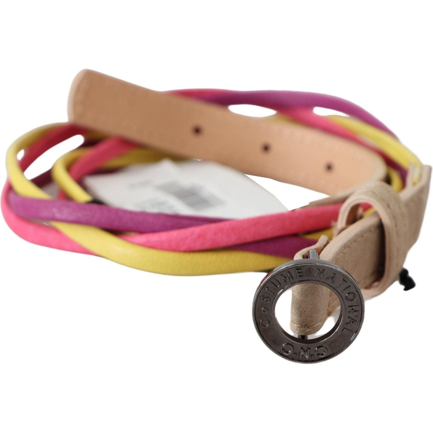 Costume National Multicolor Twisted Leather Circle Buckle Belt