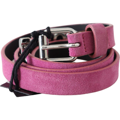 Just Cavalli Pink Silver Chrome Metal Buckle Waist Belt