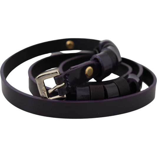 GF Ferre Black Leather Thin Gold Metal Chrome Buckle Belt BEL8029-85