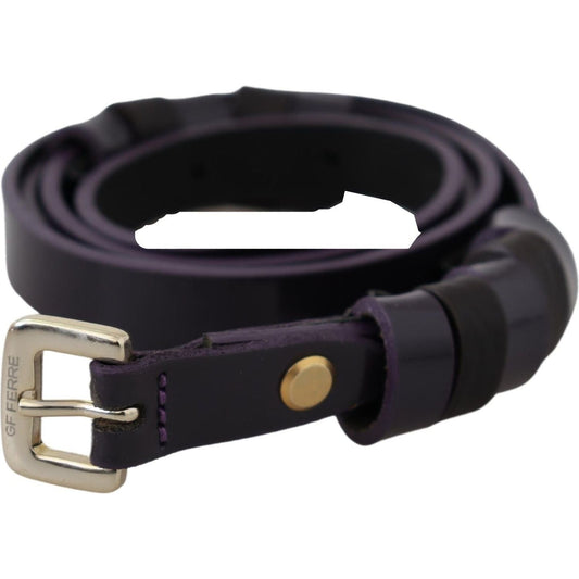 GF Ferre Black Leather Thin Gold Metal Chrome Buckle Belt BEL8029-85