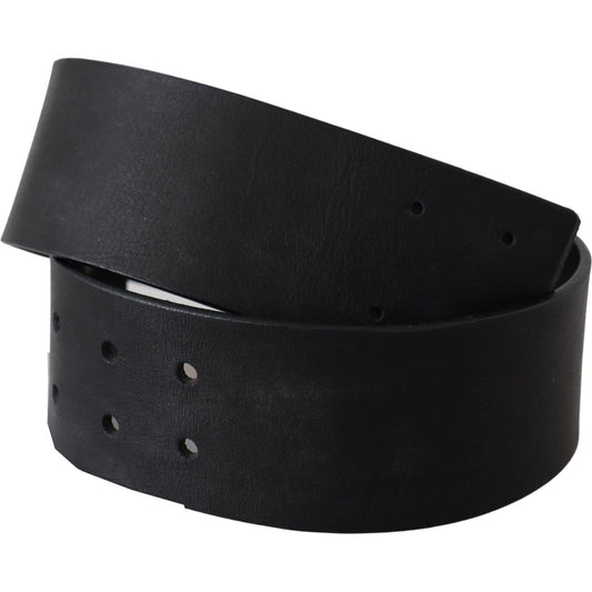 GF Ferre Black Genuine Leather Wide Logo Waist Belt BEL8053-60