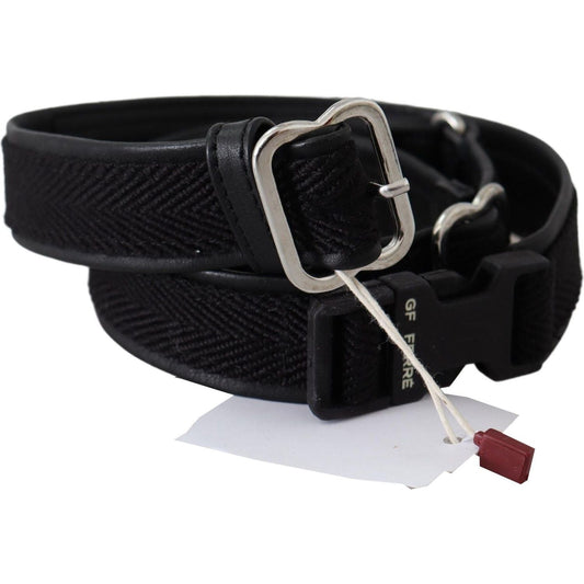 GF Ferre Black Leather Silver Chrome Metal Buckle Belt BEL8056-80
