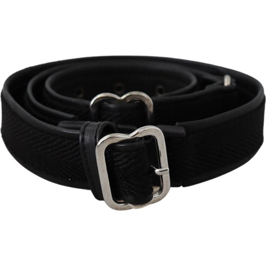 GF Ferre Black Leather Silver Chrome Metal Buckle Belt BEL8056-80