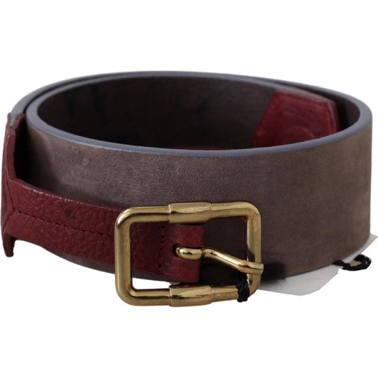 GF Ferre Brown Leather Wide Gold Chrome Logo Buckle Belt BEL8078-70