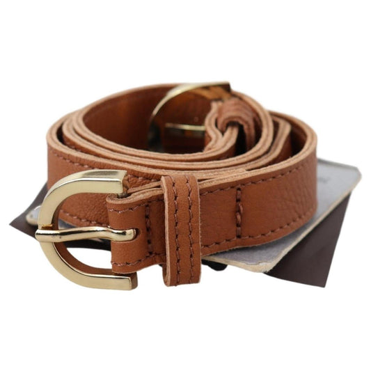 Scervino Street Light Brown Leather Gold Double Buckle Waist Belt BEL8118-65