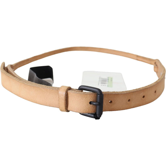 Scervino Street Light Brown Slim Leather Black Logo Buckle Belt Belt BEL8122-85