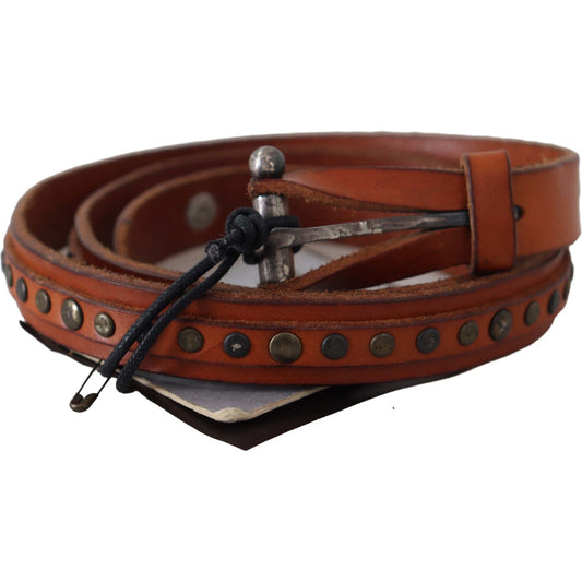 Scervino Street Brown Genuine Leather Rustic Silver Buckle Belt BEL8128-85