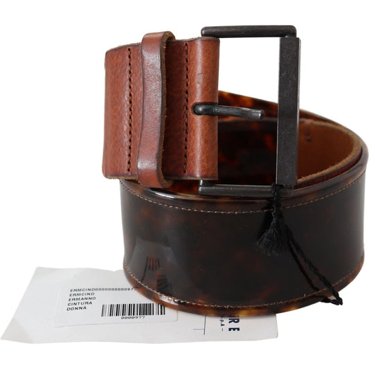 Ermanno Scervino Dark Brown Leather Wide Buckle Belt BEL8143-75