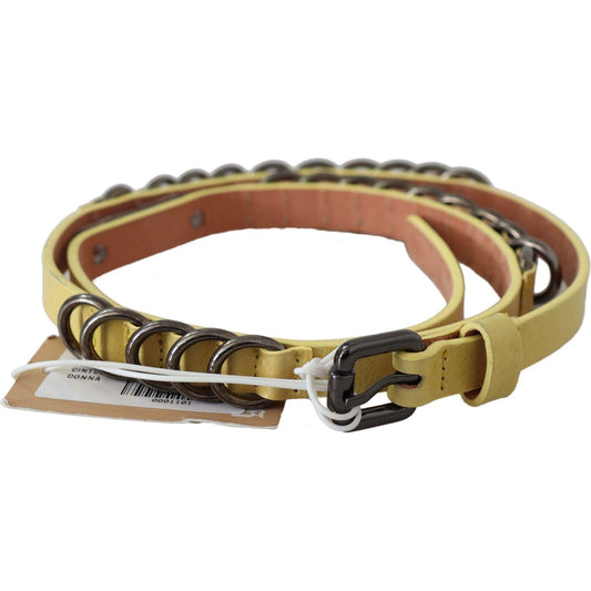 John Galliano Yellow Leather Luxury Slim Buckle Fancy Belt BEL8149-85