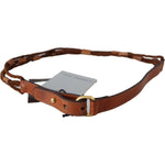 Scervino Street Brown Leather Braided Rope Gold Buckle Belt BEL8152-90