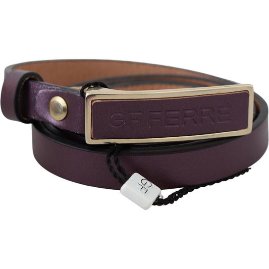 GF Ferre Gold Logo Buckle Waist Leather Skinny Belt BEL60963-90