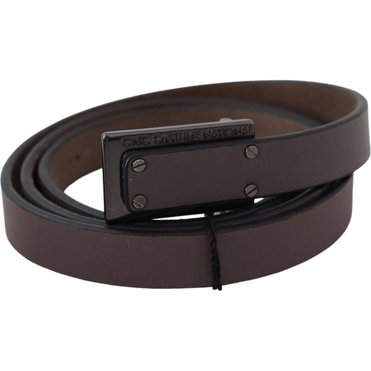Costume National Brown Leather Tactical Logo Buckle Dark BEL60968-100