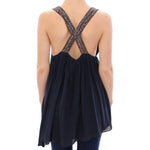Anaikka Navy Blue Studs Embellished Top Blouse GSS10740-1