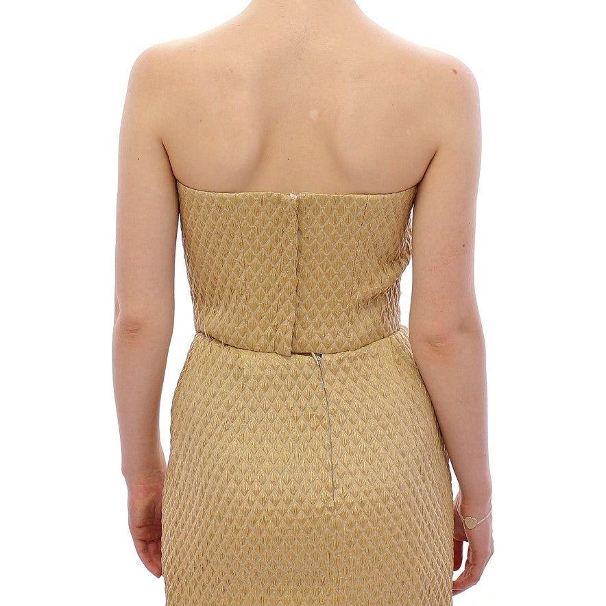 بلوزة أندريا إنكونتري الحصرية المصنوعة من الحرير المخلوط باللون البيج بدون أكتاف