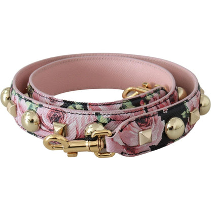Dolce & Gabbana Pink Floral Gold Studs Bag Accessory Shoulder Strap