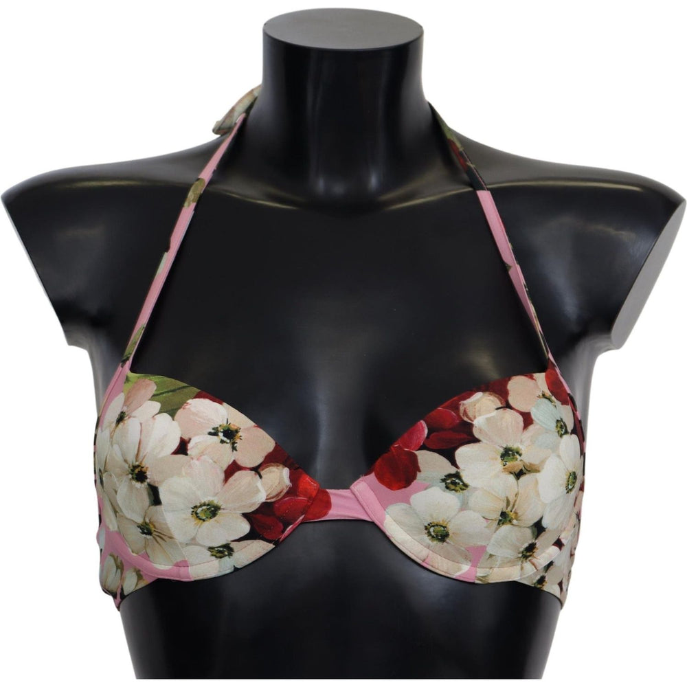 Dolce & Gabbana Multicolor Floral Swimsuit Beachwear Bikini Tops Light Blue Floral Swimsuit Beachwear Bikini Tops-IT1