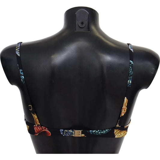 Dolce & Gabbana Black Seashells Print Women Swimwear Bikini Tops BIK1326-IT1