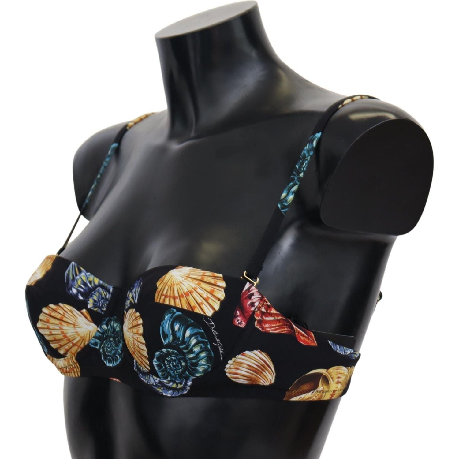 Dolce & Gabbana Black Seashells Print Women Swimwear Bikini Tops