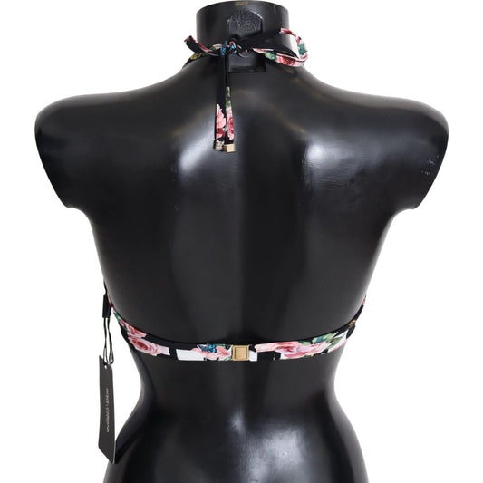 Dolce & Gabbana Multicolor Striped Rose Print Swimwear Bikini Tops BIK1352-IT1