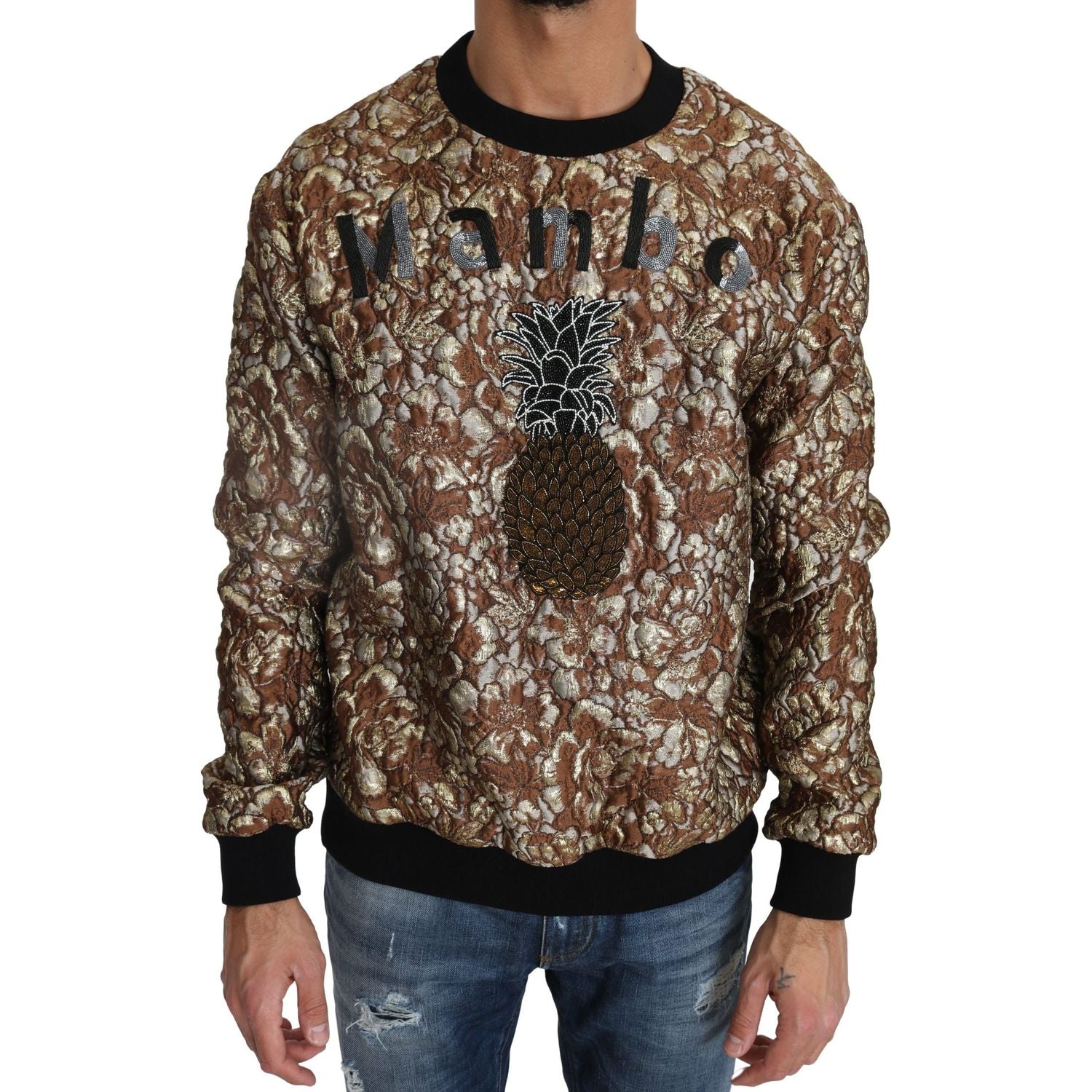 Dolce & Gabbana Multicolor MAMBO Jacquard Pineapple Pullover Sweater