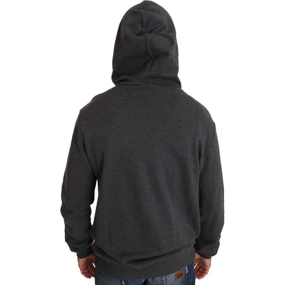 Dolce & Gabbana Gray Hooded Red Crystal Heart Gun Sweater