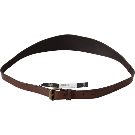 PLEIN SUD Brown Wide Leather Rustic Gold Metal Buckle Dark BEL8033-100