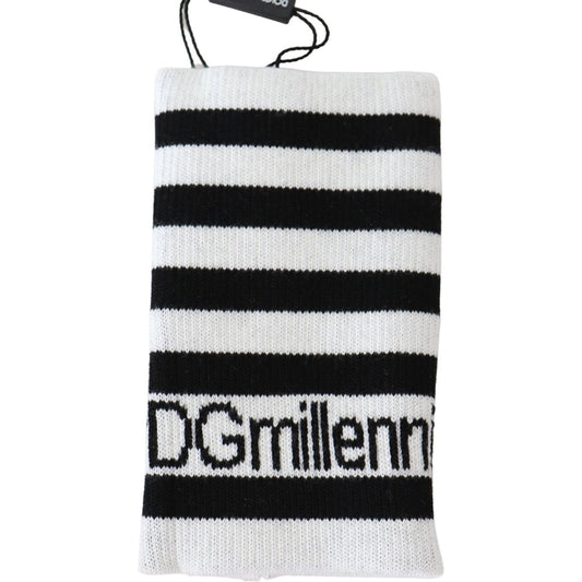 Dolce & Gabbana Black White Wool DGMillennials Wristband Wrap LB3023