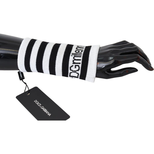 Dolce & Gabbana Black White Wool DGMillennials Wristband Wrap LB3023