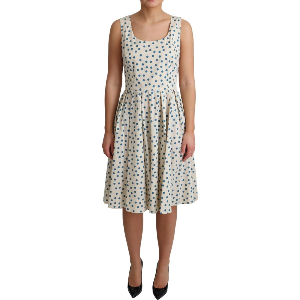 Dolce & Gabbana Beige Dotted Cotton A-Line Gown Dress DR2746-42