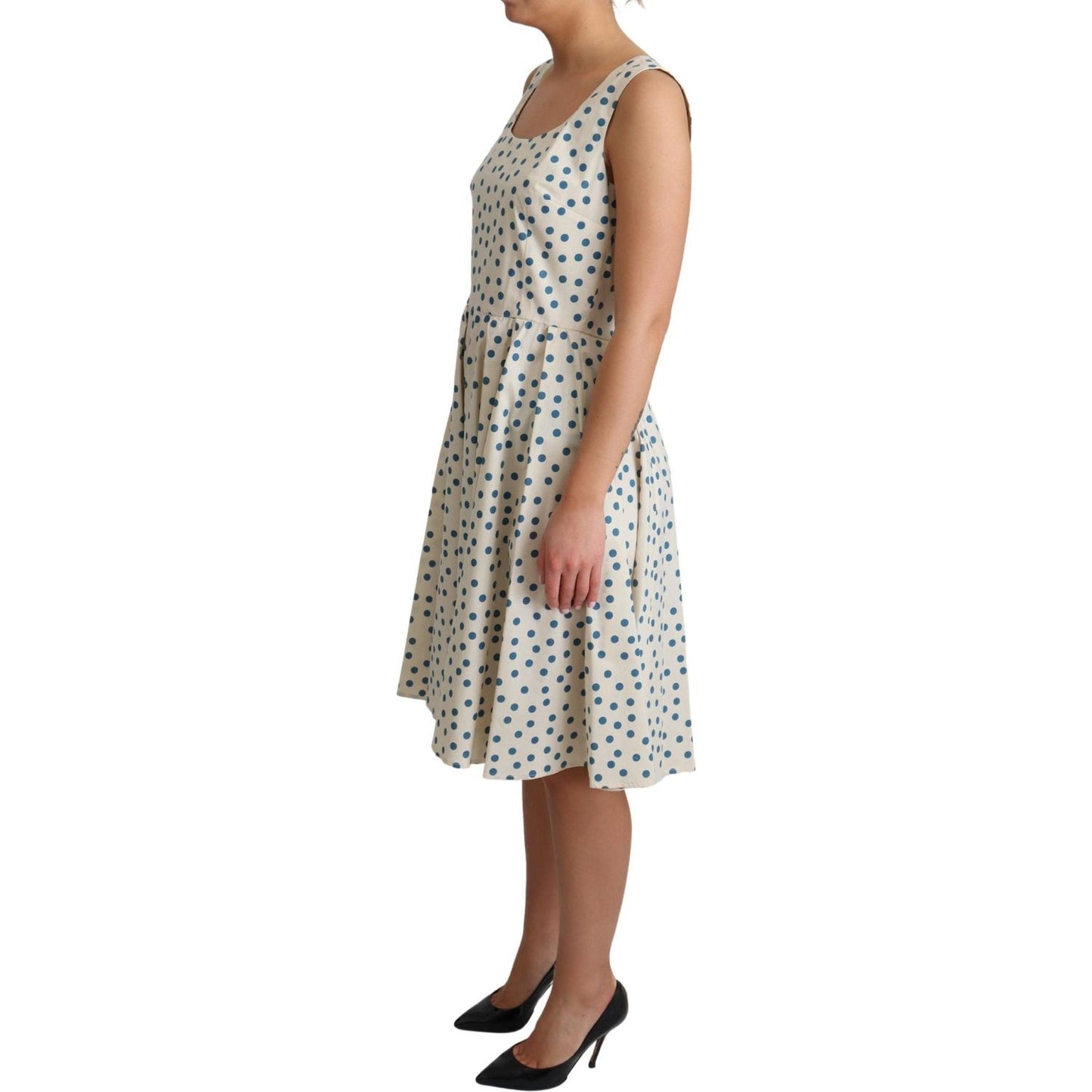 Dolce & Gabbana Beige Dotted Cotton A-Line Gown Dress