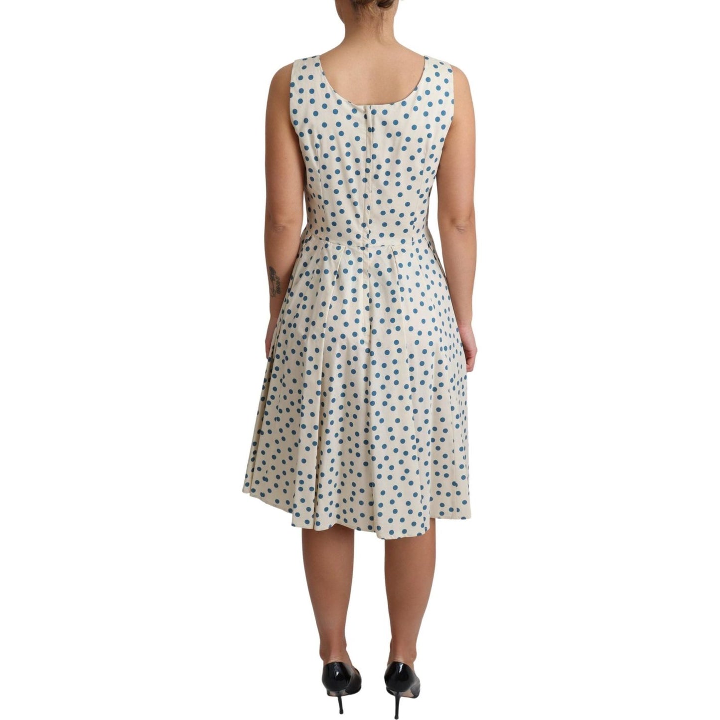 Dolce & Gabbana Beige Dotted Cotton A-Line Gown Dress
