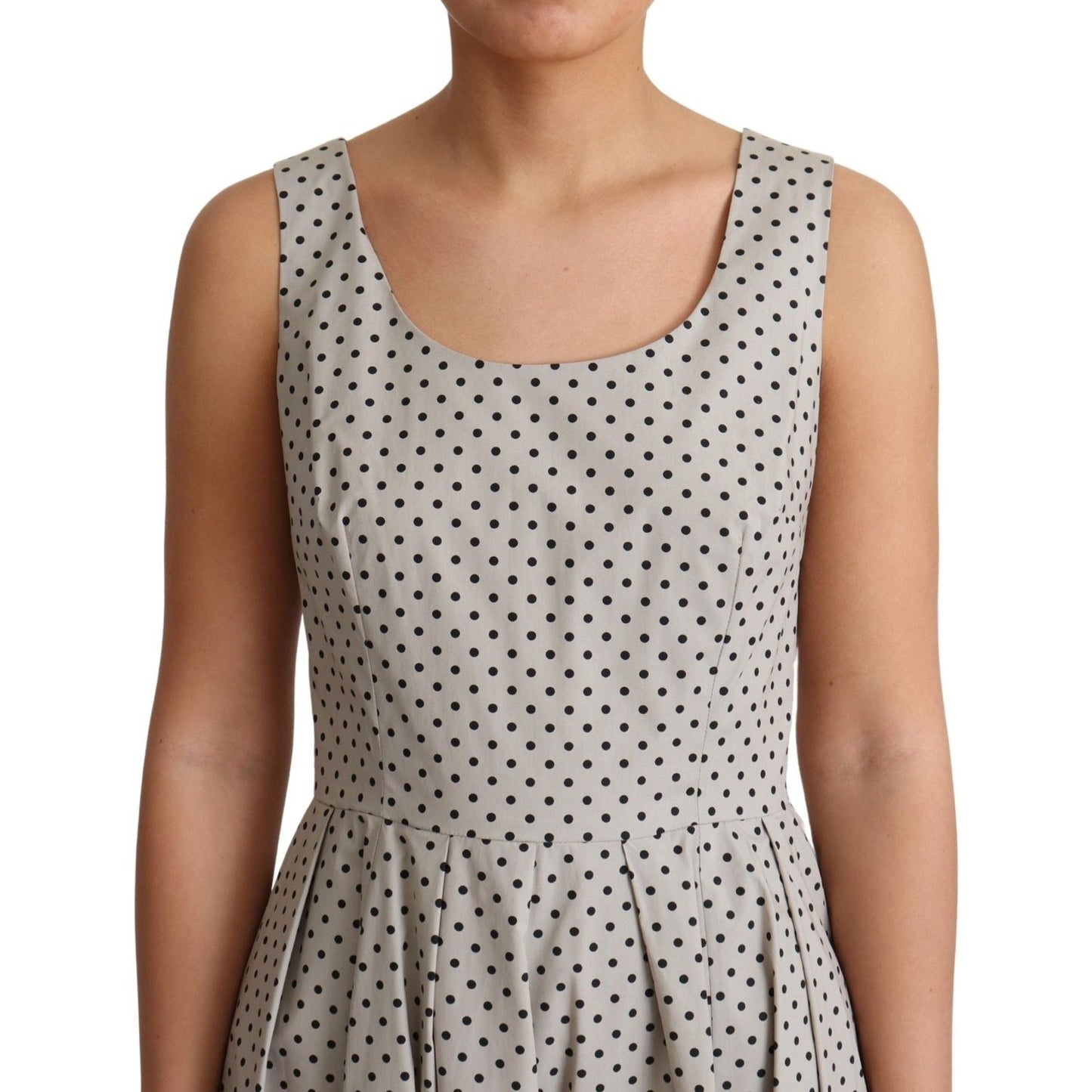 Dolce & Gabbana Beige Polka Dotted Cotton A-Line Dress DR2766-40