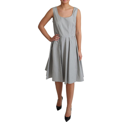 Dolce & Gabbana Gray Polka Dotted Cotton A-Line Dress