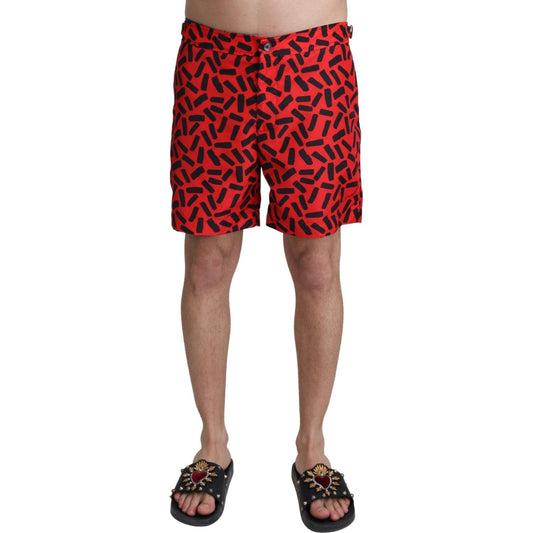 Dolce & Gabbana Red Patterned Beachwear Shorts Swimwear BIK1097-IT4
