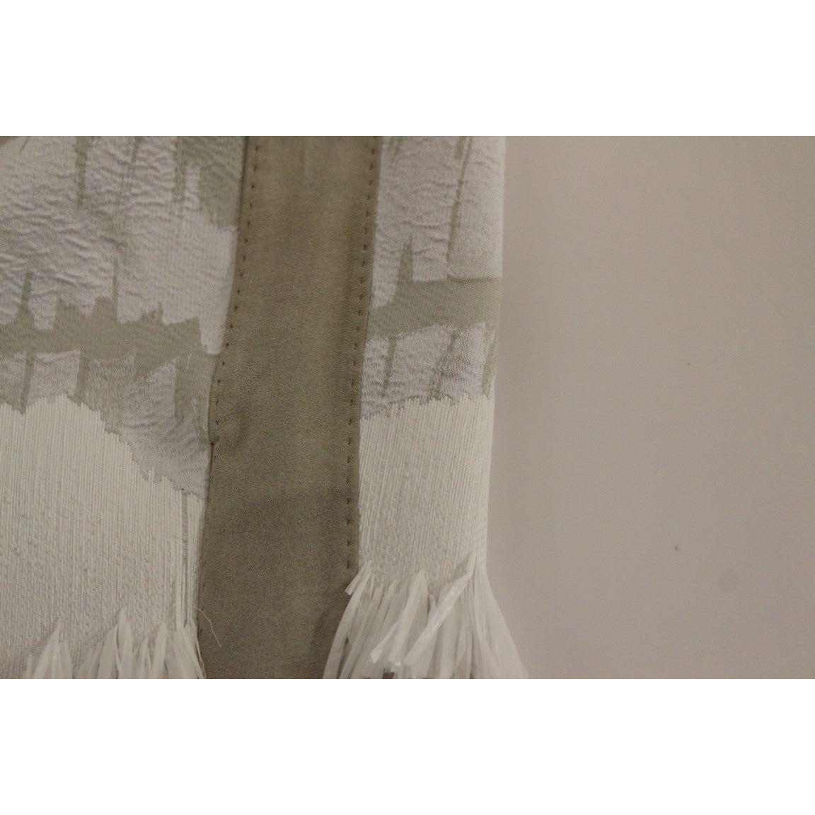 Arzu Kaprol White Acrylic Straight Pencil Skirt