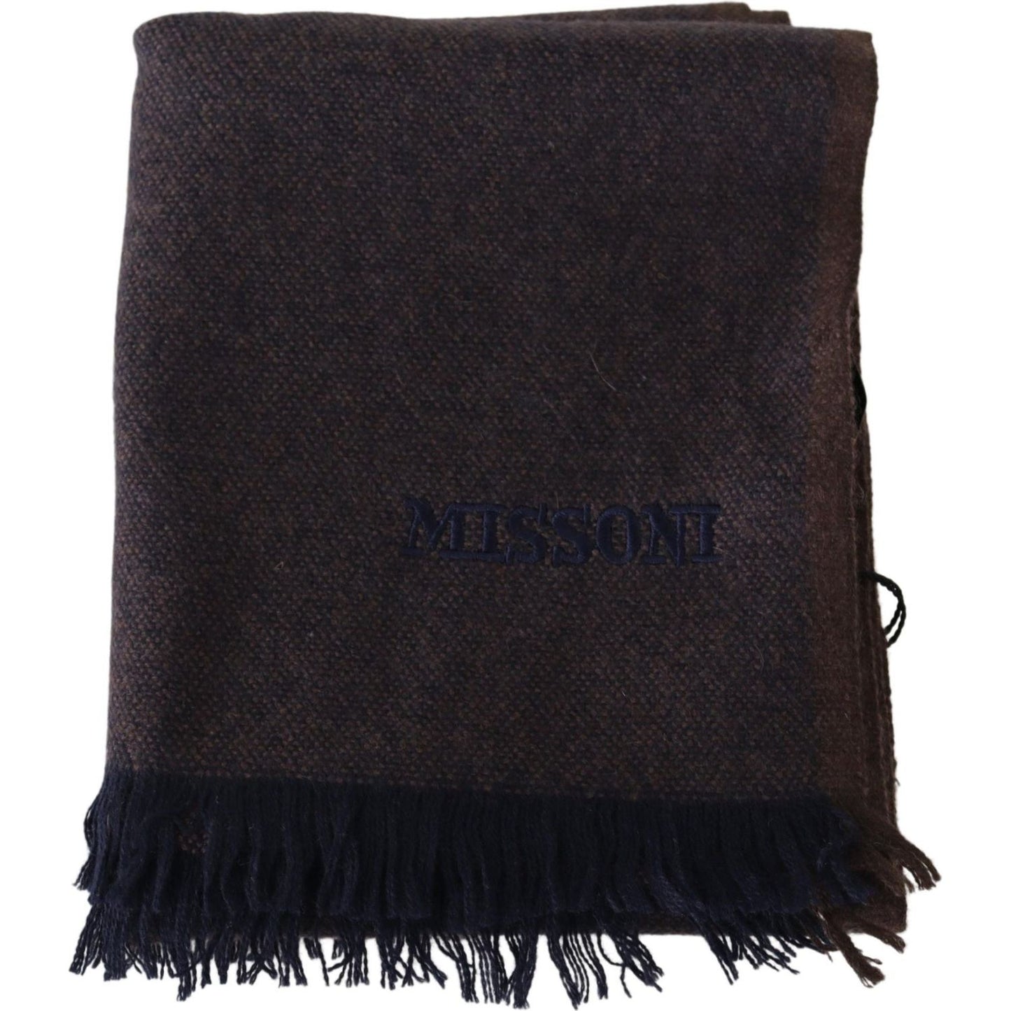 Missoni Brown 100% Cashmere Unisex Neck Wrap Fringes Scarf MS1948