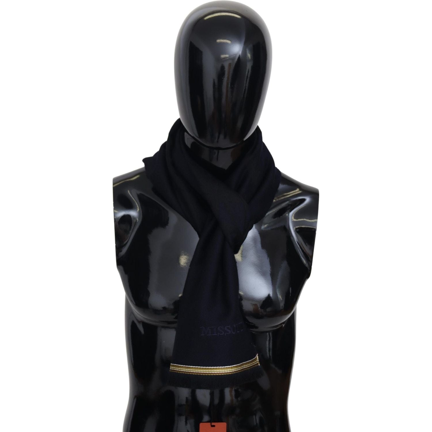 Missoni Black 100% Wool Unisex Neck Wrap Fringes Scarf