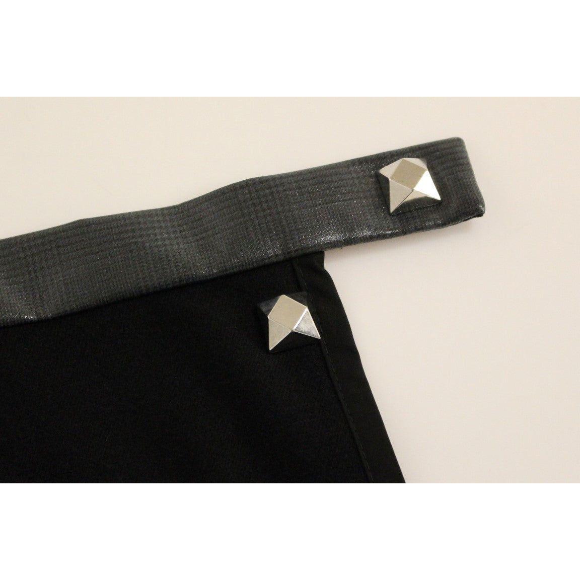 Corrado De Biase Black Metal Buttons Cotto Wool Skirt