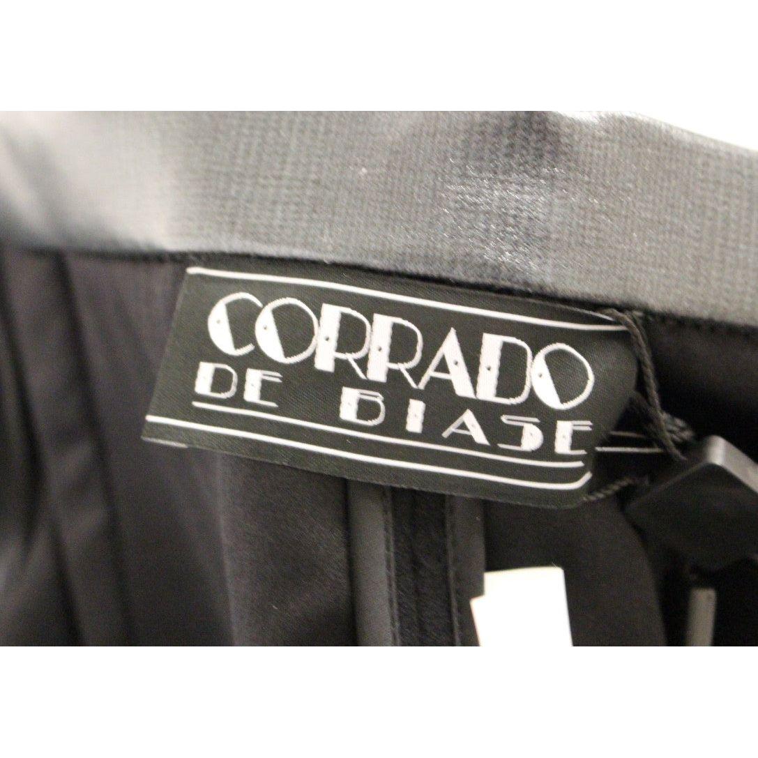 Corrado De Biase Black Metal Buttons Cotto Wool Skirt GSS10175-1