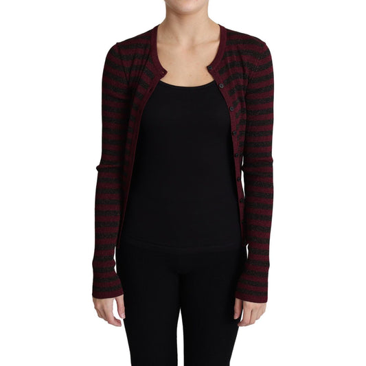 Dolce & Gabbana Black Red Striped Viscose Cardigan Sweater TSH5774-38