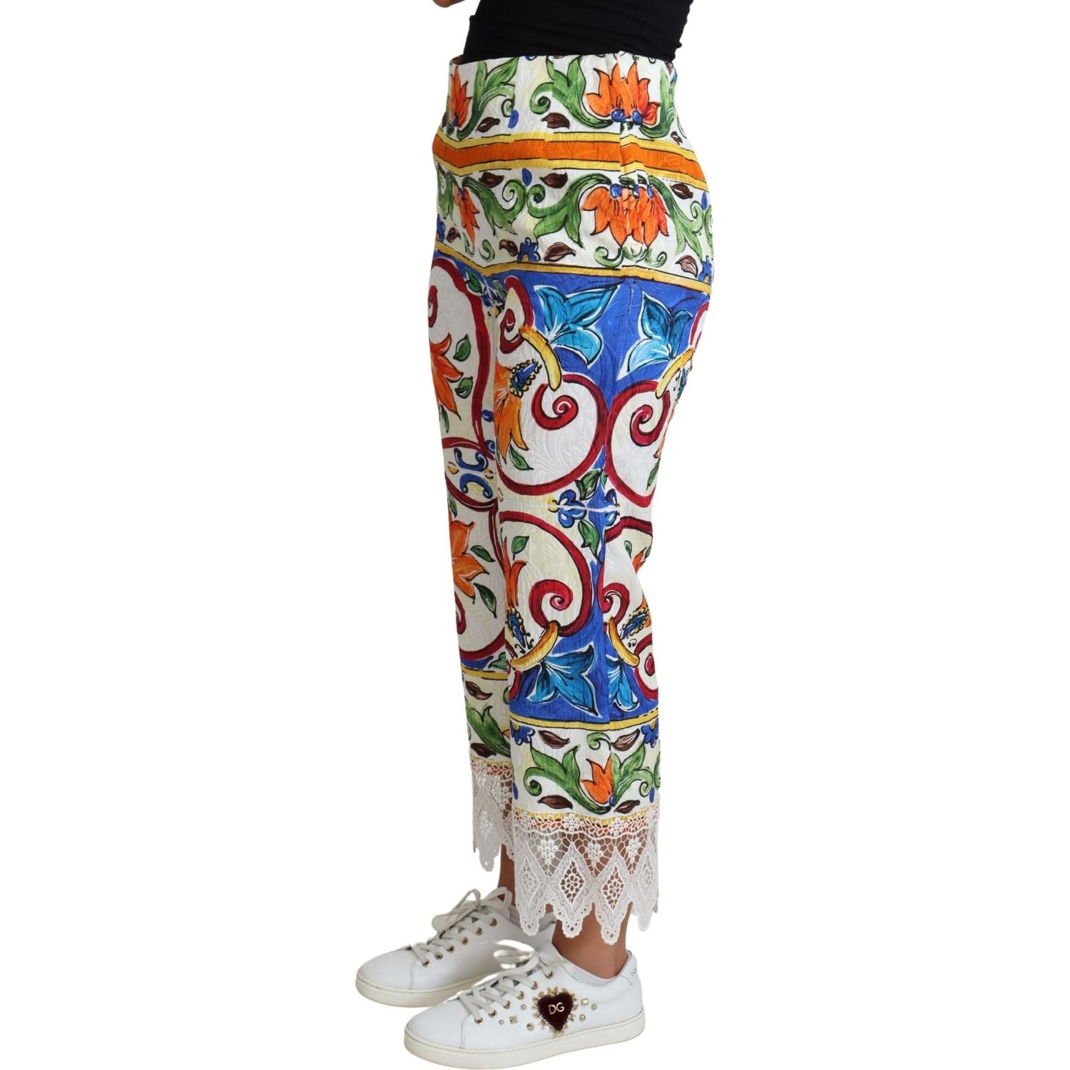 Dolce & Gabbana Multicolor Majolica Print Trouser  Cotton Pants