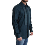 Dolce & Gabbana Blue Placket Cotton Dress Formal Shirt TSH6192 -42
