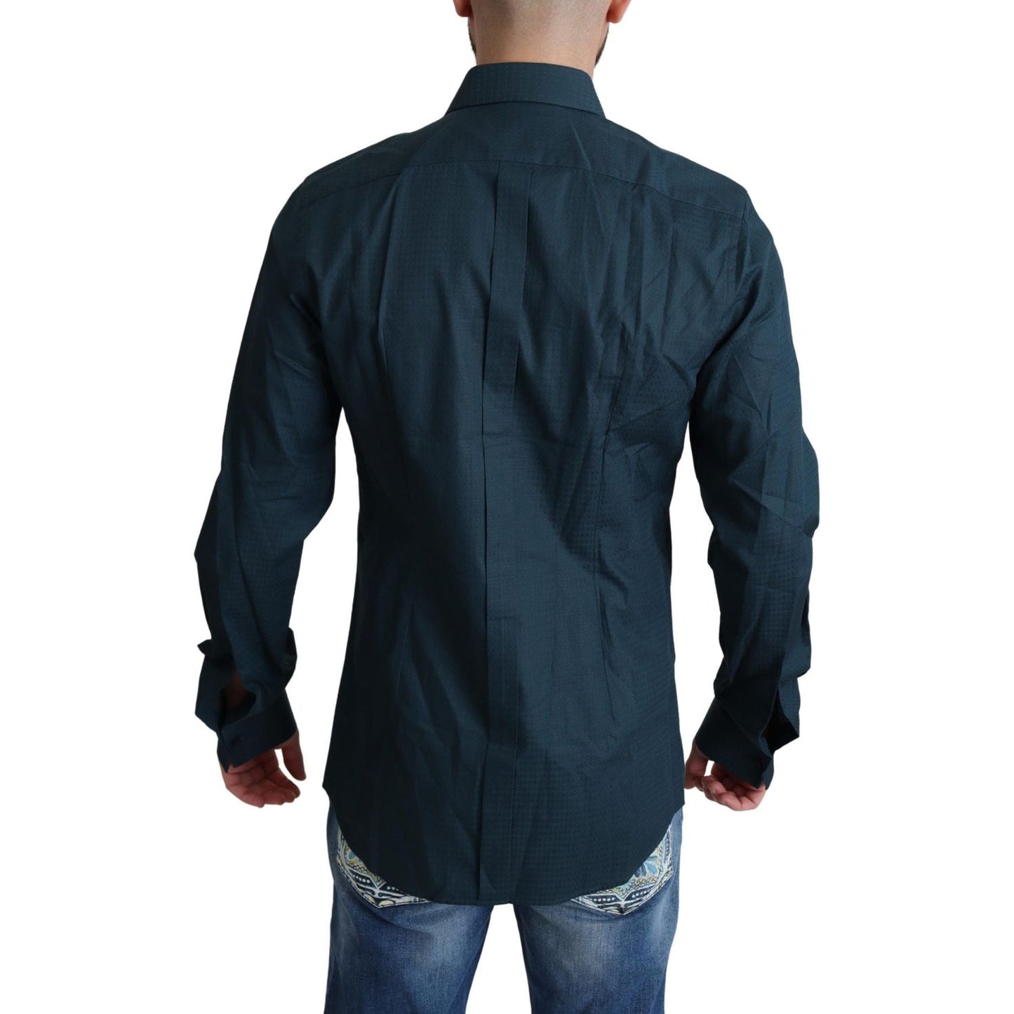 Dolce & Gabbana Blue Placket Cotton Dress Formal Shirt TSH6192 -42