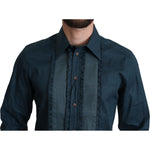 Dolce & Gabbana Blue Placket Cotton Dress Formal Shirt TSH6192 -42